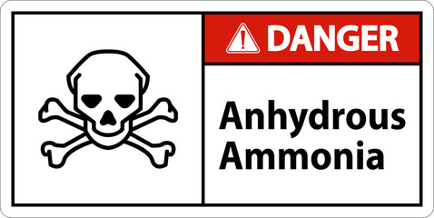 Danger Anhydrous Ammonia Sign On White Background