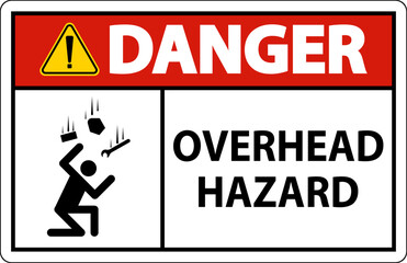 Danger Overhead Hazard Sign On White Background