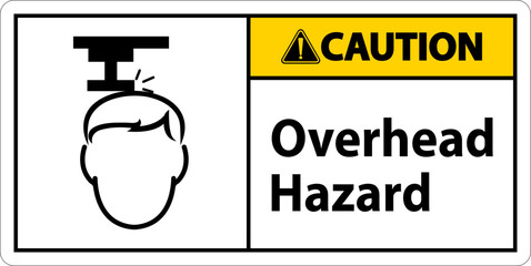 Caution Overhead Hazard Sign On White Background