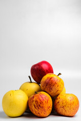 Fototapeta na wymiar apple and pear, background, copy space