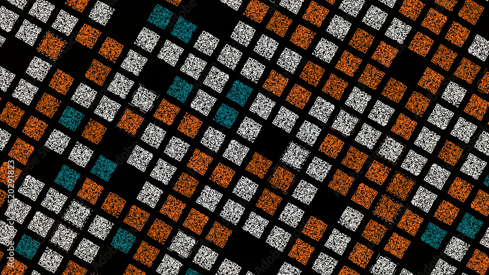 Poster multi-colored animated mosaic on black background. animation. lot of colorful squares move in mosaic