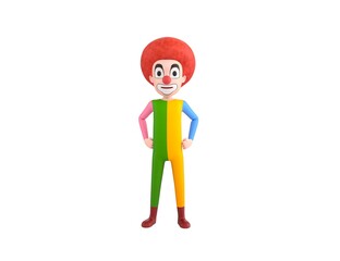 Clown character with hands on hip in 3d rendering.