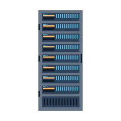 Database network server in flat design on white background.