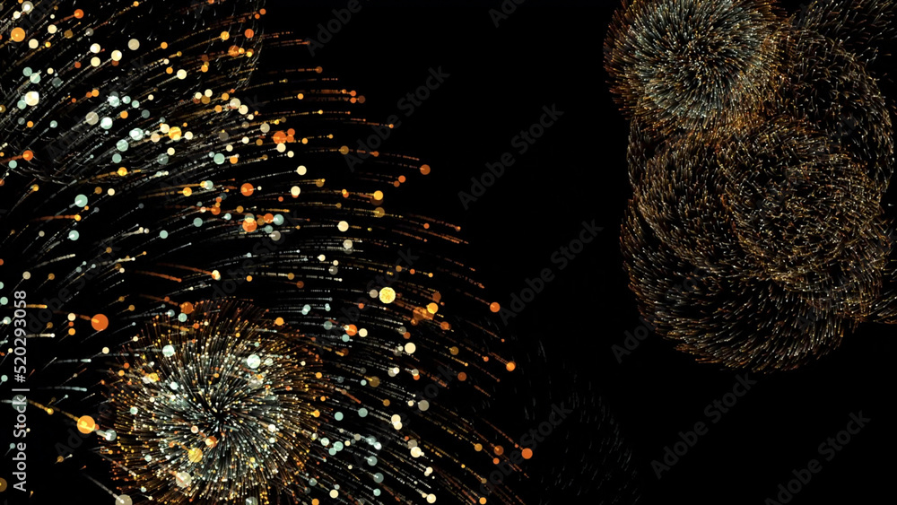 Aufkleber multicolored bright neon patterns from particles exploding on black background. animation. abstract 