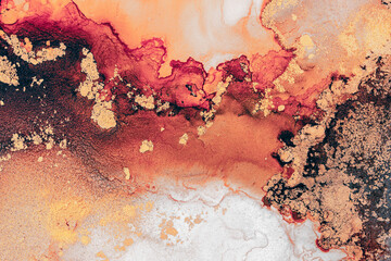 Burning abstract background from marble ink art of exquisite original painting . Painting was...