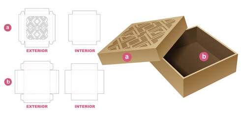 packaging box die cut template and 3D mockup
