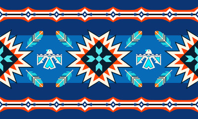 Seamless colorful geometric patterns of native american  vector background