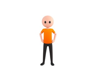 Simple Male character with hands on hip in 3d rendering.