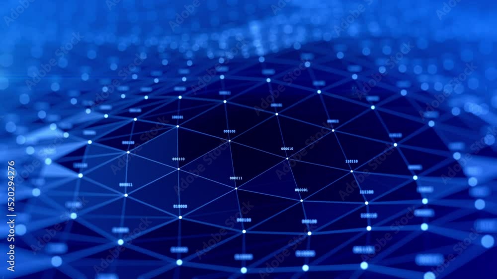 Poster abstract digital connection moving dots and lines. internet network technology concept background. n