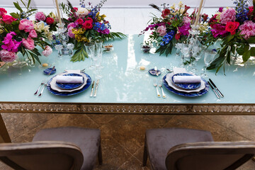 Decorated served table for wedding party or other event