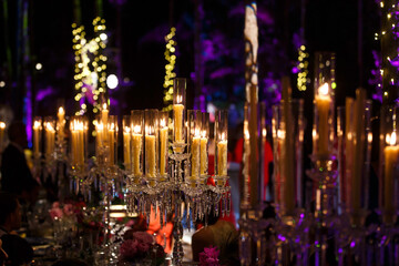 Candles on the table at the wedding party