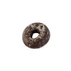 Chocolate donut isolated on white background with clipping path.