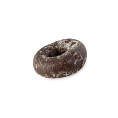 Chocolate donut isolated on white background with clipping path.
