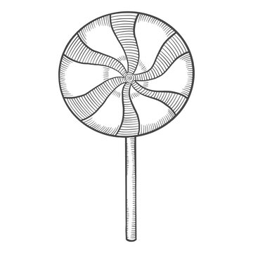 recommend clip art: lollipop swirl sweet candy isolated doodle hand drawn sketch with outline style