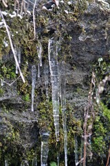 Icicle on Rock Wall