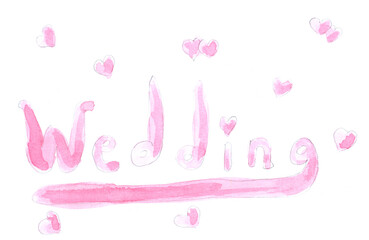 Watercolor lettering wedding, text art decoration, sketch. Illustration hand drawn modern