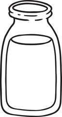 Glass jar doodle image. Kitchen utensil logo. Media highlights graphic symbol