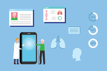 online doctor consultation for the elderly 2d flat vector illustration design