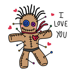 Voodoo doll I love you cartoon vector illustration - 520297215