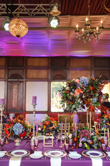 Decorated served table for wedding party or other event