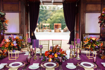 Decorated served table for wedding party or other event