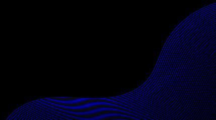 Abstract blue wave lines with lighting effect on black background.Abstract bule wave lines with lighting effect on black background.