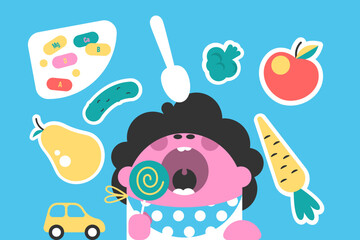 Baby open mouth to take vitamin