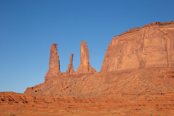 Three Sisters rock formation, Monument Valley Navajo Tribal Park