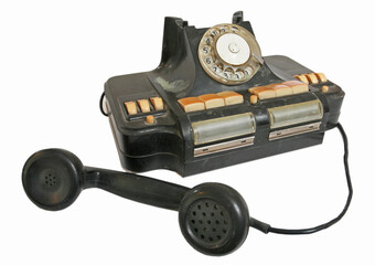 Old grunge vintage Dial Phone on white isolated