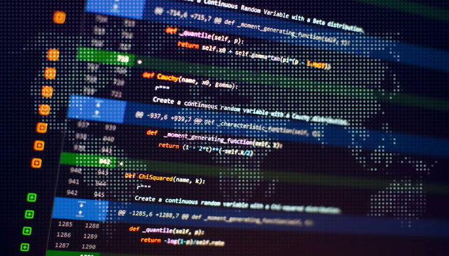 Website development. Server logs analysis. Closeup developing programming and coding technologies. Developer working on web sites codes in office.
