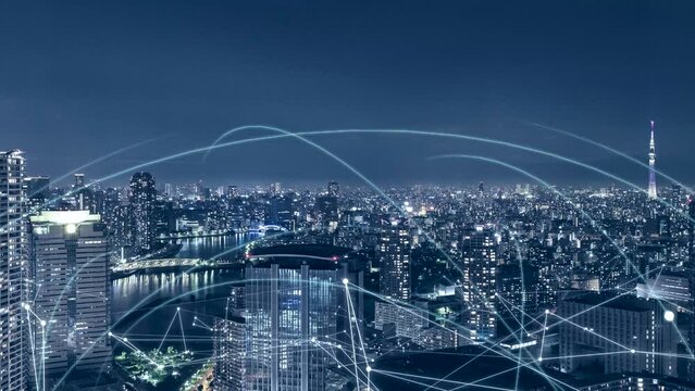 スマートシティ、デジタル社会のイメージ　5Gテクノロジー背景