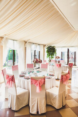 Decorated served table for wedding party or other event