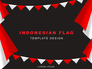 Indonesian flag template design with red white gradient color concept. Republic of Indonesian independence day. Republic of Indonesian anniversary. 17 August of social media banner template design.