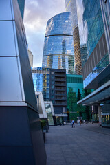 Moscow-City district, glass skyscrapers, business center of Moscow, summer evening Russia