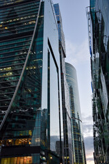 Moscow-City district, glass skyscrapers, business center of Moscow, summer evening Russia
