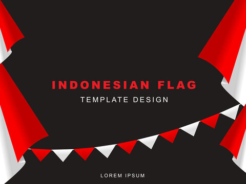 Indonesian flag template design with red white gradient color concept. Republic of Indonesian independence day. Republic of Indonesian anniversary. 17 August of social media banner template design.