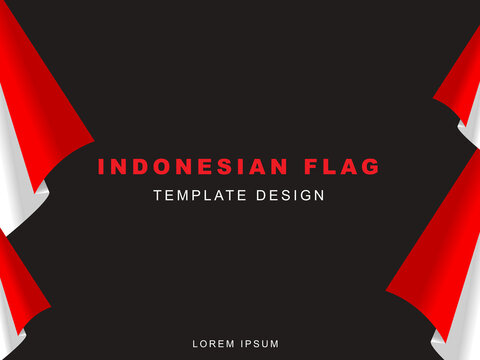 Indonesian flag template design with red white gradient color concept. Republic of Indonesian independence day. Republic of Indonesian anniversary. 17 August of social media banner template design.