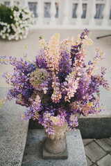 Beautiful and delicate flowers at the wedding ceremony