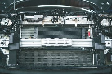 Universal automatic transmission oil cooler installed in the front of vehicle.