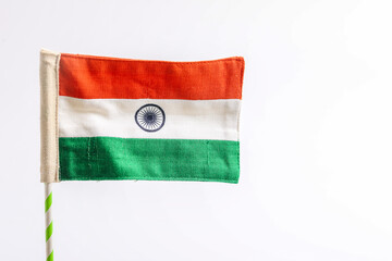 Independence day concept : indian flag on white background.