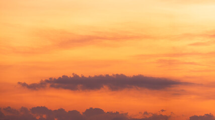Abstract nature illustration of orange sky during twilight and clouds