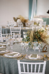 Decorated served table for wedding party or other event