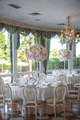 Decorated served table for wedding party or other event