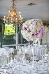 Decorated served table for wedding party or other event