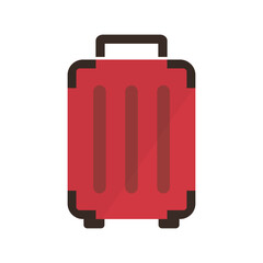 Red heavy suitcase icon. Travel bag. Luggage. Vector.