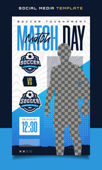 Soccer sports match day banner flyer for social media story or post