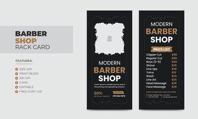 Barbershop Rack Card or Dl Flyer Template Beauty Salon Rack Card Design