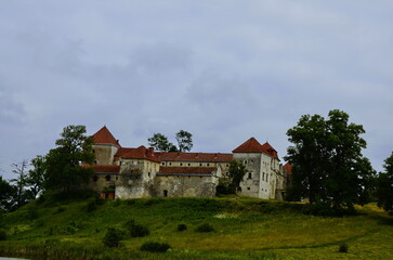View to ancient castle in Svirzh, Ukraine .