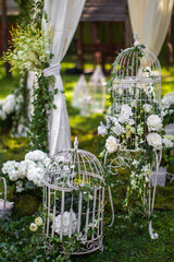 Beautiful and delicate flowers at the wedding ceremony