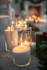 Candles on the table at the wedding party